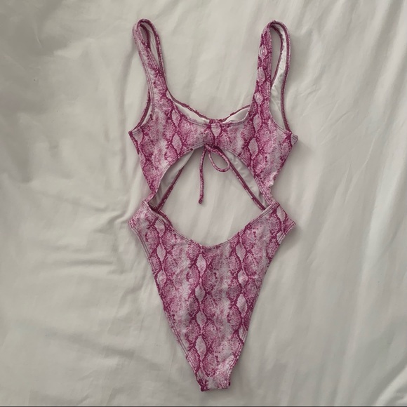PINK SNAKE PRINT ONE PIECE SWIMSUIT - Picture 3 of 6